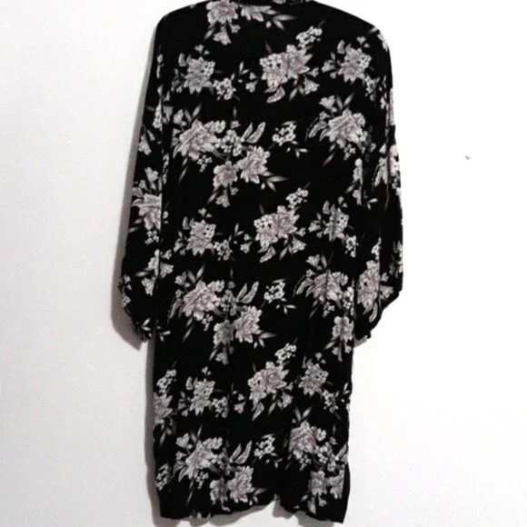 Spiritual Gangster Kimono Floral Duster OS  Black White Boho Dark Fem - Picture 3 of 4